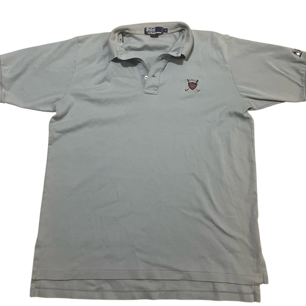 Polo Ralph Lauren Men’s Golf Polo Shirt L Gray Crest Shield The Farms Logo